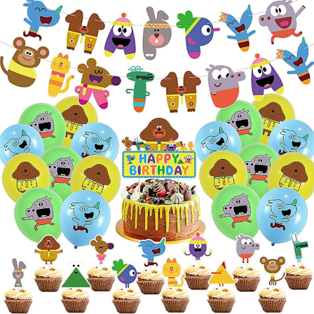Hey Duggee Tema Barnas Bursdagsfest Tilbehør Dekorasjon Ballonger Banner Kake Topper Cupcakes Topper Sett