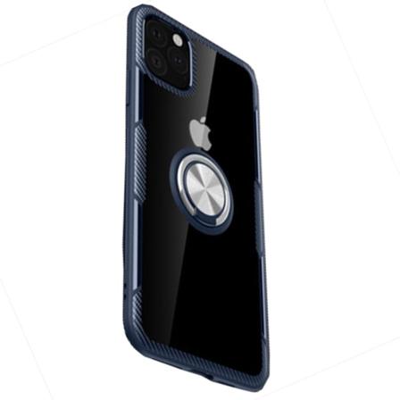 iPhone 11 Pro - glatt smart deksel med ringholder (LEMAN) MarineBlue Marinblå