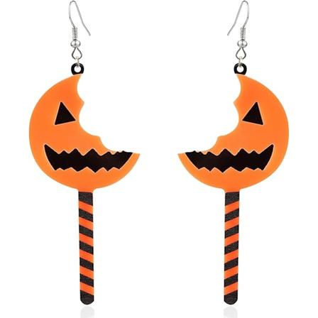 Halloween Tema Øreringe Sjove Akryl Tegneserie Græskar Skelet Kranium Blomst Hjerte Hængende Øreringe Kreativ Smykker til