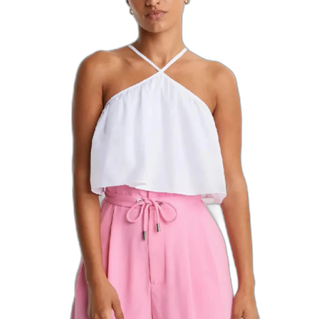 Vit croppad linnetopp med smala axelband