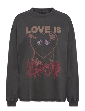 Monki Oversized Long Sleeve T-Shirt - Black - S