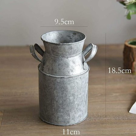 Dekorativ vase med håndtag rustik chic vintage metal fransk rust