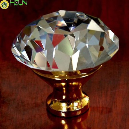 50mm Glass Crystal Kjøkkenskapdørhåndtak Sølv Gull