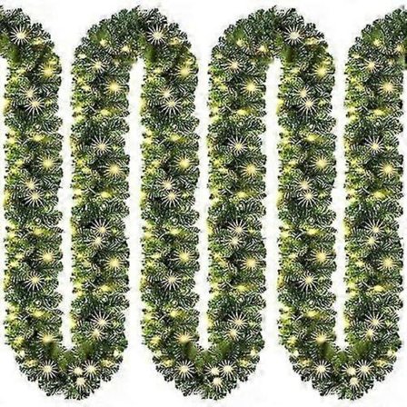 1 st Julgirlang med belysning 5m 100 LED-lampor belyst inomhus utomhus grön juldekoration Julgirlang grangirlang varmvit