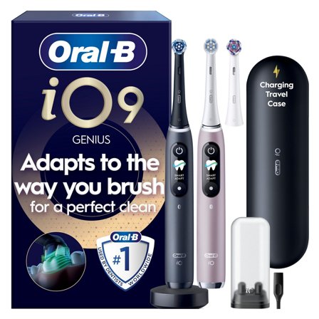 Oral-B iO9 Duo Black Onyx/Rose Quartz, 1 Chargi - Eltandborste med AI-anpassning, duo-pack