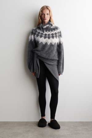 COS Women's Fair Isle Brushed-Cashmere Jumper in Grey