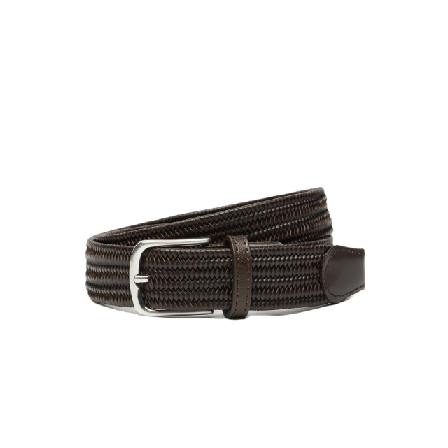 John Henric Black Elastic Leather Belt Skärp Herr Brun 100