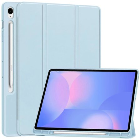 För Samsung Galaxy Tab S10 FE+ Fodral Trefaldigt Ställ Enfärgat Läder Tablet Skydd med Pennfack - S