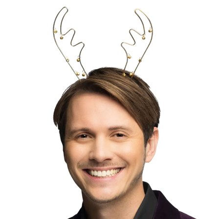 Rensdyrhorn Julehårbøjle med Klokker Guld