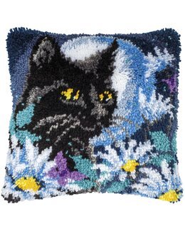 Stickpackung Knüpfkissen Katze in der Nacht - Vervaco