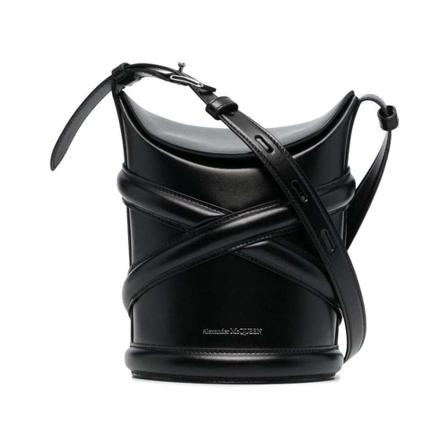 Alexander McQueen The Curve Small Smoot Leather Tas , Zwart , Dames , Maat: ONE Size Schoudertassen
