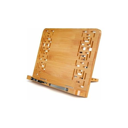 Fällbar bokstöd i bambu, justerbart lässtöd för iPad, surfplatta, kokböcker