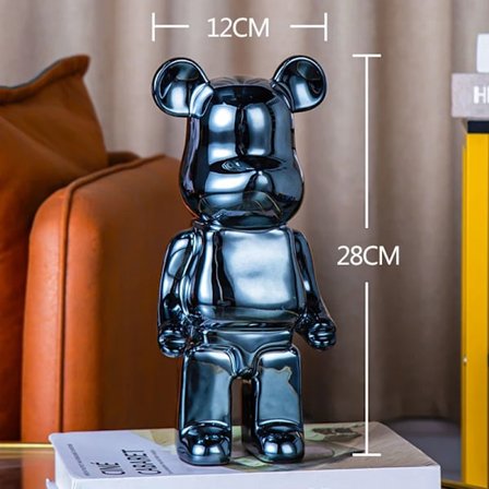 nordic luxury home decor figurines for interior room decor bearbrick sculpture 20/28cm bear statue easter decorations figure Black 28CM