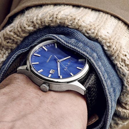 Timon | Automatikuhr aus blauem Perlmutt für Männer - Armbanduhren