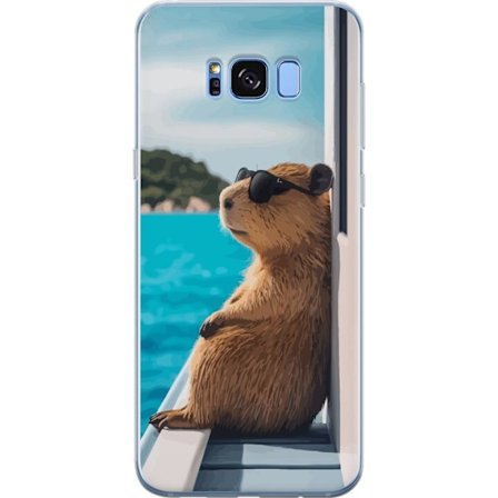 Yhteensopiva Puhelinkuori Samsung Galaxy S8 Rentoutunut kapybara aurinkolaseilla meren äärellä, hauska ja humoristinen motiivi, joka levittää iloa ja