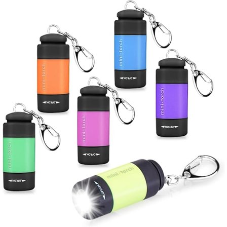 Minilommelykt, 6 stk LED-lommelykt for barn, USB-oppladbar