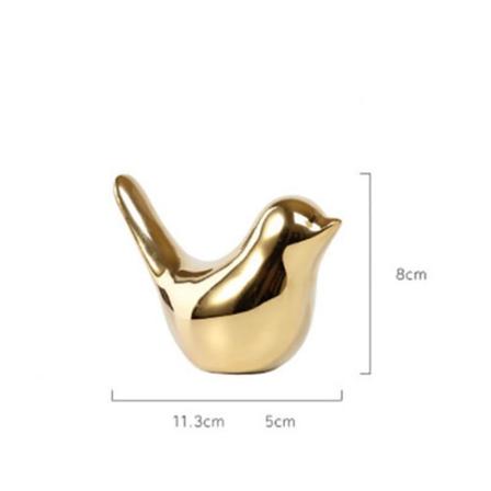 2 STK Keramiske Fugle Keramiske Ornamenter GULD L gold L