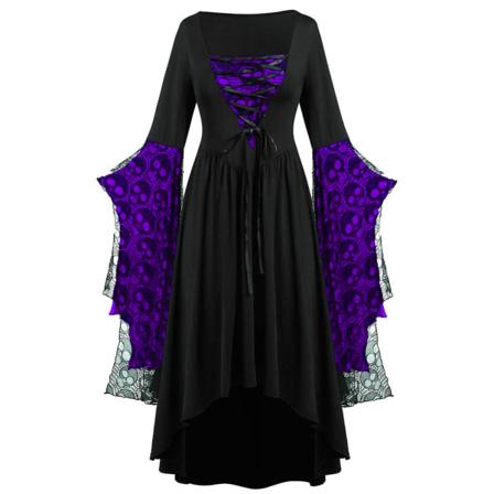 Voksen Punk Gothic Heks Karneval Cosplay Kostume Heks Vampyr Festkjole Halloween -a Dark Violet S