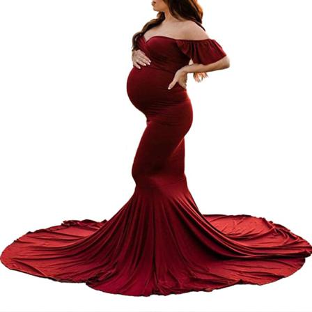 Flickor Mercerized Bomull Volangerade Ärmar V-ringad Släpklänning