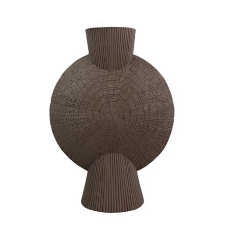 Ruskea polyresiinimaljakko, 32x16x44cm, geometrinen kuvio