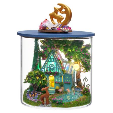 1-delt Wisdom House DIY-hus Drømmeflaskeserie Fantasy Wonderland Håndmontert 3D Stereo Bygningsmodell