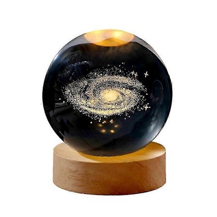 3D Krystallkule Måne Planet Globe Bordlampe B LED Nattlys Dekor Gave