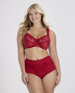 Støttetrusse Jaquard&Lace Rød - 48 - Miss Mary