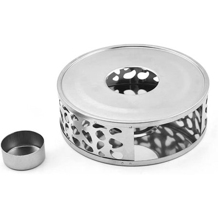 Thelysholder i rustfrit stål til tevarmer med kaffebarmer - egnet til alle fyrfadslys og tepotter