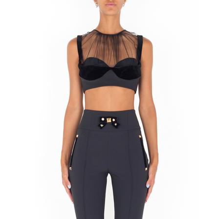 Elisabetta Franchi, Sleeveless Tops Czarny, Kobieta, Rozmiar: M