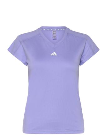 Aeroready Train Essentials Minimal Branding V-Neck T-Shirt Sport Women Sport Clothing Sports Tops & T-shirts Sport T-shirts Purple Adidas Performance