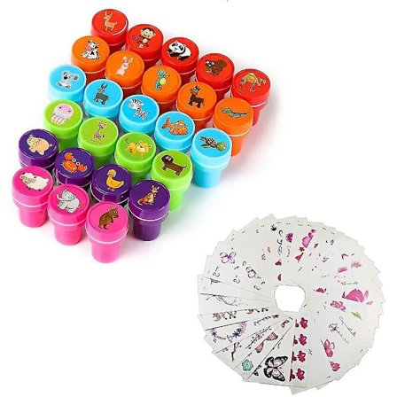 26 eläimen leimasinta 30 arkilla tarroja, lapsille pestäviä