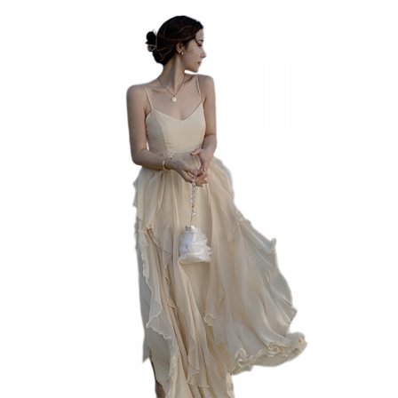 Spaghetti Strap Smocked Tiered Long Beach Sun Dresses S