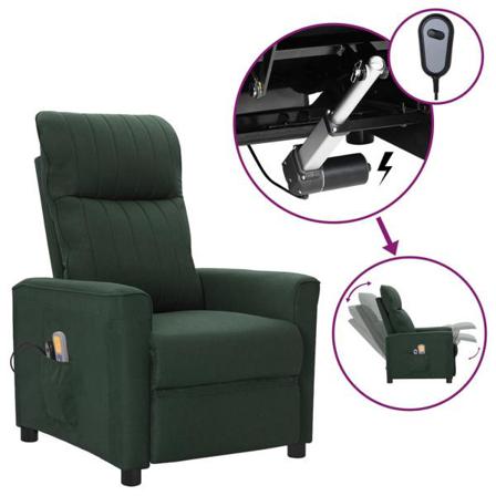 Vidaxl Massagefåtölj Mörkgrön Tyg Grön
