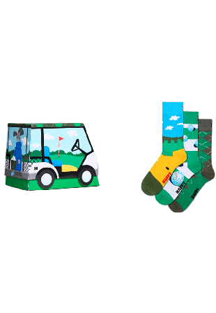 Happy Socks 3-Pack Golf Gift Set Strumpor Unisex Grön 41-46