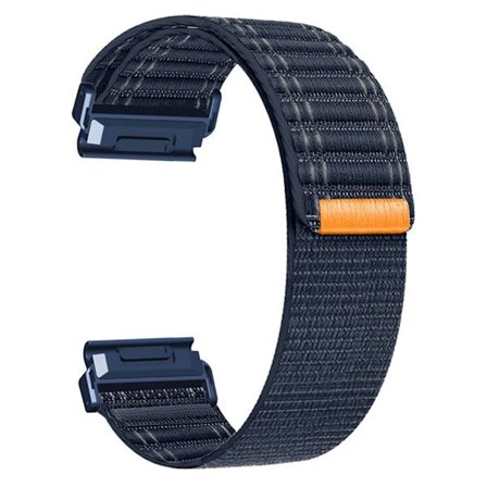22 mm klokkearmbånd Garmin Fenix 8 (47 mm) / 7 / 6 / 5 Armbånd Titanium Nylon Loop Håndleddsrem - Mørkeblå / Blå