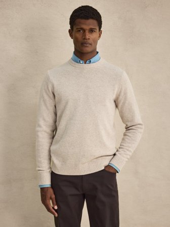 John Henric Men's Beige Pullover Relaxed Fit Size M