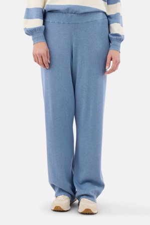 JENSEN - Strik Bukser - Lyseblå Melange - Elastik i Taljen