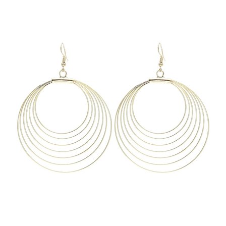 Hängande Örhängen i Guld Färg med 7 st Runda Ringar / Cirklar