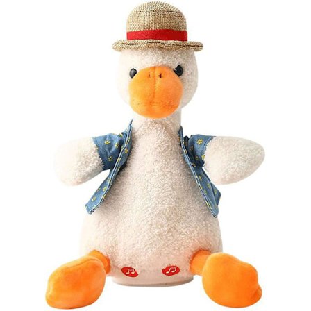 Heytea Snakkende And Plysjleker, Gjenta Det Du Sier Morsomme Kosedyr, Plysjdukkegaver til Barn Babyer Tidlig Læringsleke (Gul Hvit)_Spesielle gaver