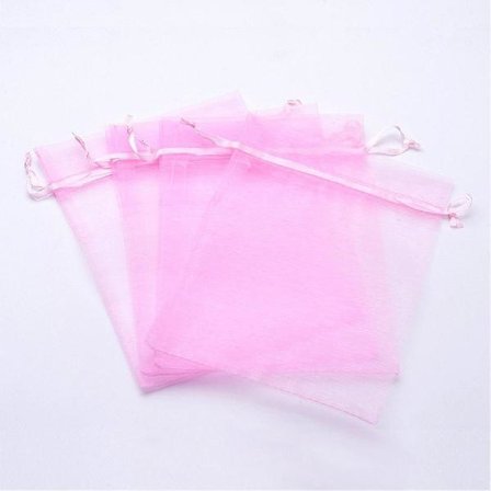 20 st Stora Rosa organza påsar c.a 13x18 cm.