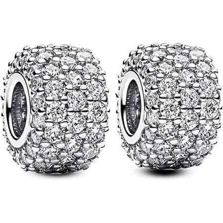 Stopper Clips Berlocker för Armband Vit Koppar med Dam Halsband Present Clips Berlocker med Kubisk Zirkonia