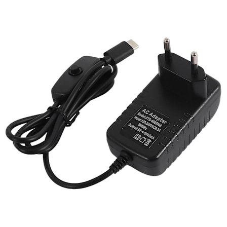 Strømforsyning for 4b 5v 3a Type-c Strømadapter med Av/på-bryter Usb-c Lader EU-plugg Ft