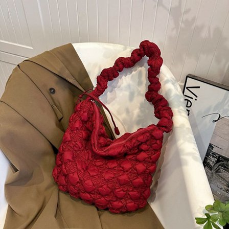 Skulderveske Puffy Håndveske RØD