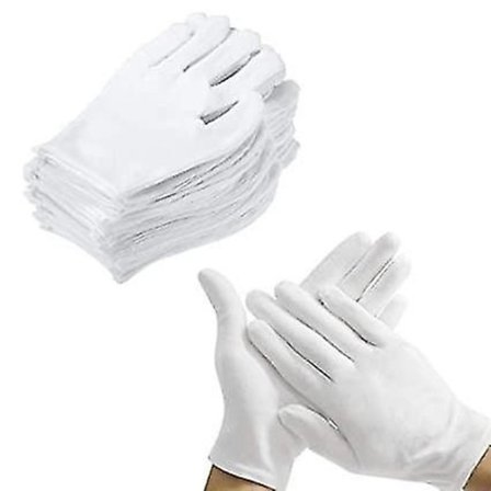24 stk Hvide Bomulds Handsker Tykke Svedabsorberende