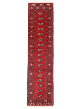 Pakistan Bokhara 3Ply Orientalisk Hallmatta Mörkröd/Ljusgrön (Ull, Pakistan)