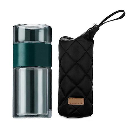 Glass Vannflaske Doble Lag Te Vannflaske Infuser Tumbler Drikkeflaske Smart Flaske Tefilter [DB]