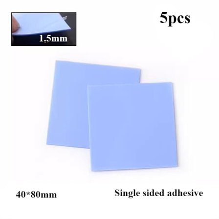 5 stk Silikone Thermal Pad Thermal Pad Sheet 40X80MM 1,5MM