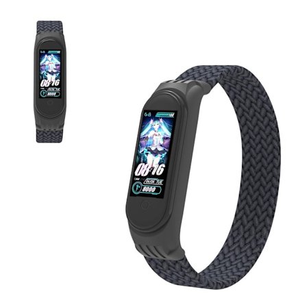 Xiaomi Mi Band 5 / 4 / 3 elastinen nailon kellonauha - Charcoal / Koko: L