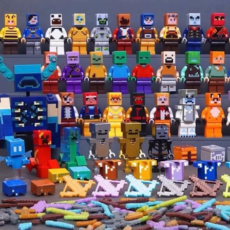 100 st Djur Byggklossfigurer | Blandat Slumpartat Set | Kreativa DIY Byggleksaker