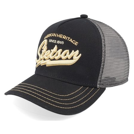 Stetson - Kids American Heritage Classic Black Trucker Trucker Black Cap - @ Hatstore